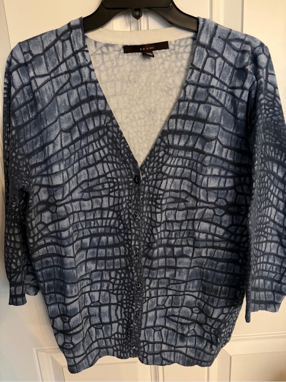 Fever Blue Patterned Button-Front Blazer-Style Cardigan
